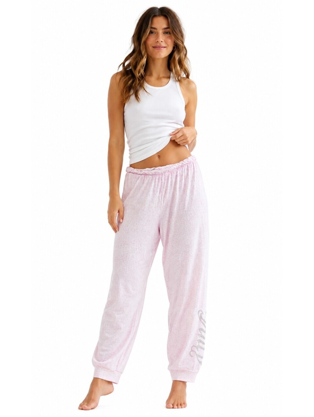 Juicy Couture Pink Leopard Velour Pajama Pants M Rhinestone Bling Y2K Loungewear